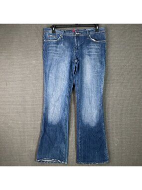 Blue Cult Women's Weekender Flare Jeans Mid Rise Size 30 Distressed USA Made